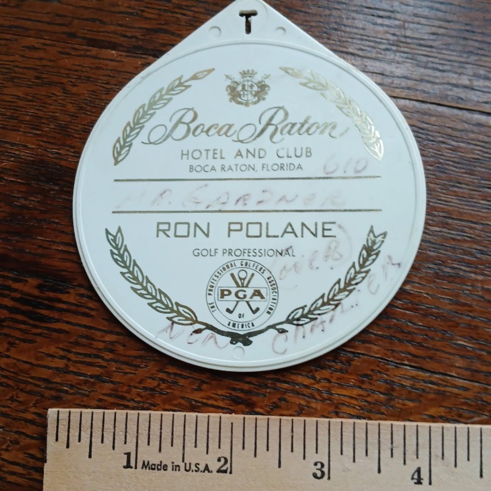 🏌🏻‍♂️🏛🌴 Boca Raton Hotel & Club Golf Club Bag Tag Vintage 1980s 🌊🦞⛳️